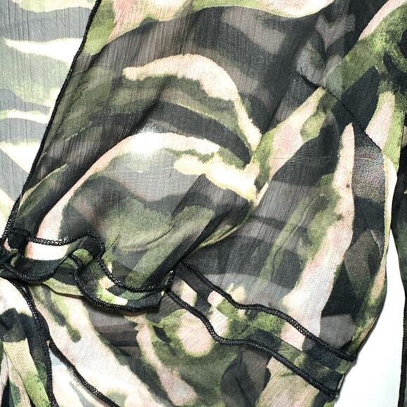 Asos Design Fairy Sheer Tie Front Ruffle Sleeve Crop Top Size 8 - Picture 10 of 15